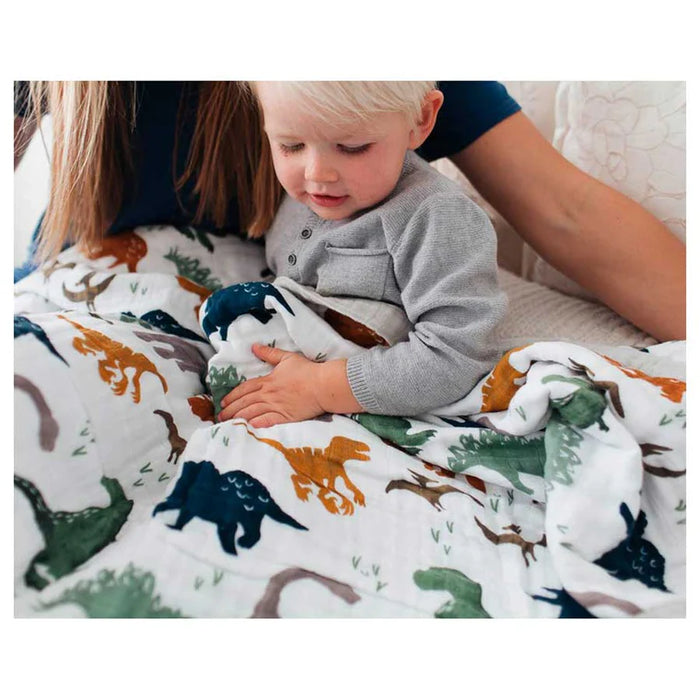 Little Unicorn Big Kids COTTON Muslin Quilt 150x180cm- Dino Friends