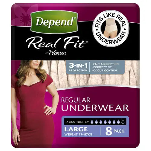 Depend® Real-Fit Underwear for Women - Large pack of 8 pcs
